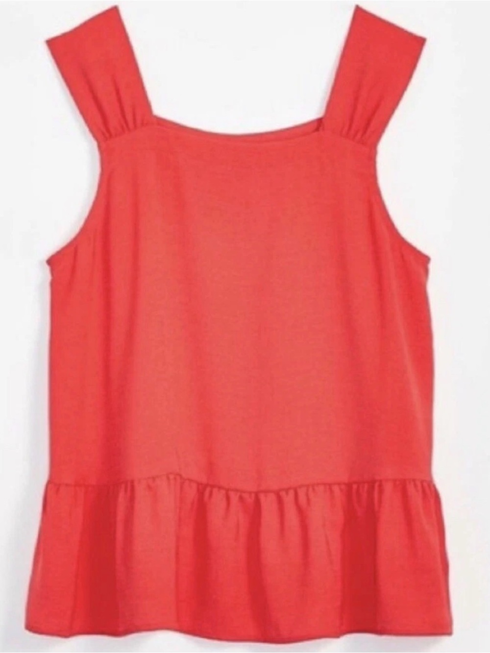 Loft Square Neck Ruffle-Hem Peplum Tank Blouse Size Medium Petite